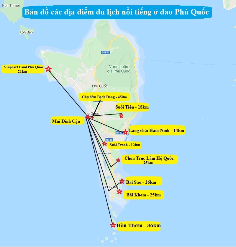 Bản đồ du lịch Phú Quốc Cẩm nang khám phá hòn đảo ngọc